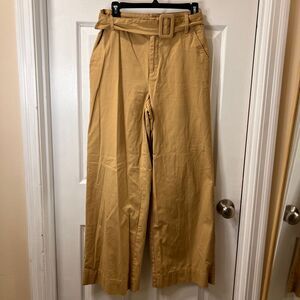 Who What Wear Khaki Wide Leg Belted Trousers Cotton Pants Size‎ 4